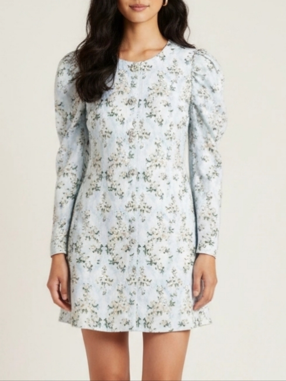 Daniel Bernstein Mini Dress Womens Sz M Floral Dramatic Shoulders Rhinestone
